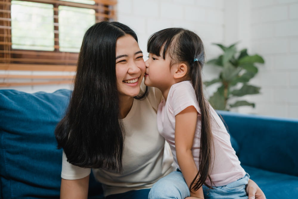 Mother and daughter enjoying time together at home