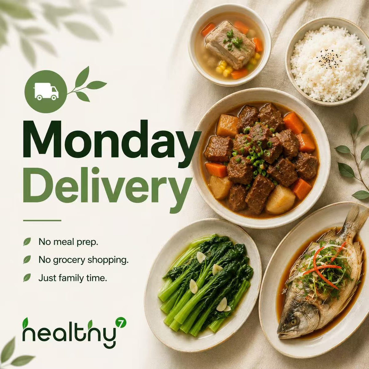 Healthy7 family meals available for Monday delivery