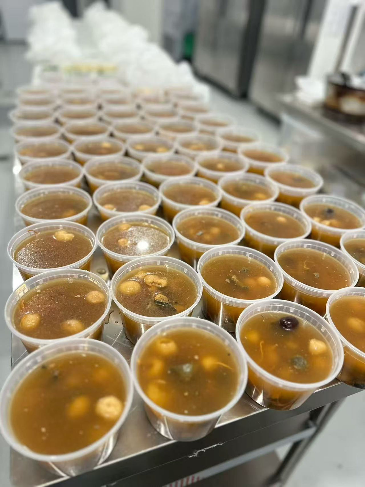 
Freshly prepared soups in the Healthy7 commercial kitchen