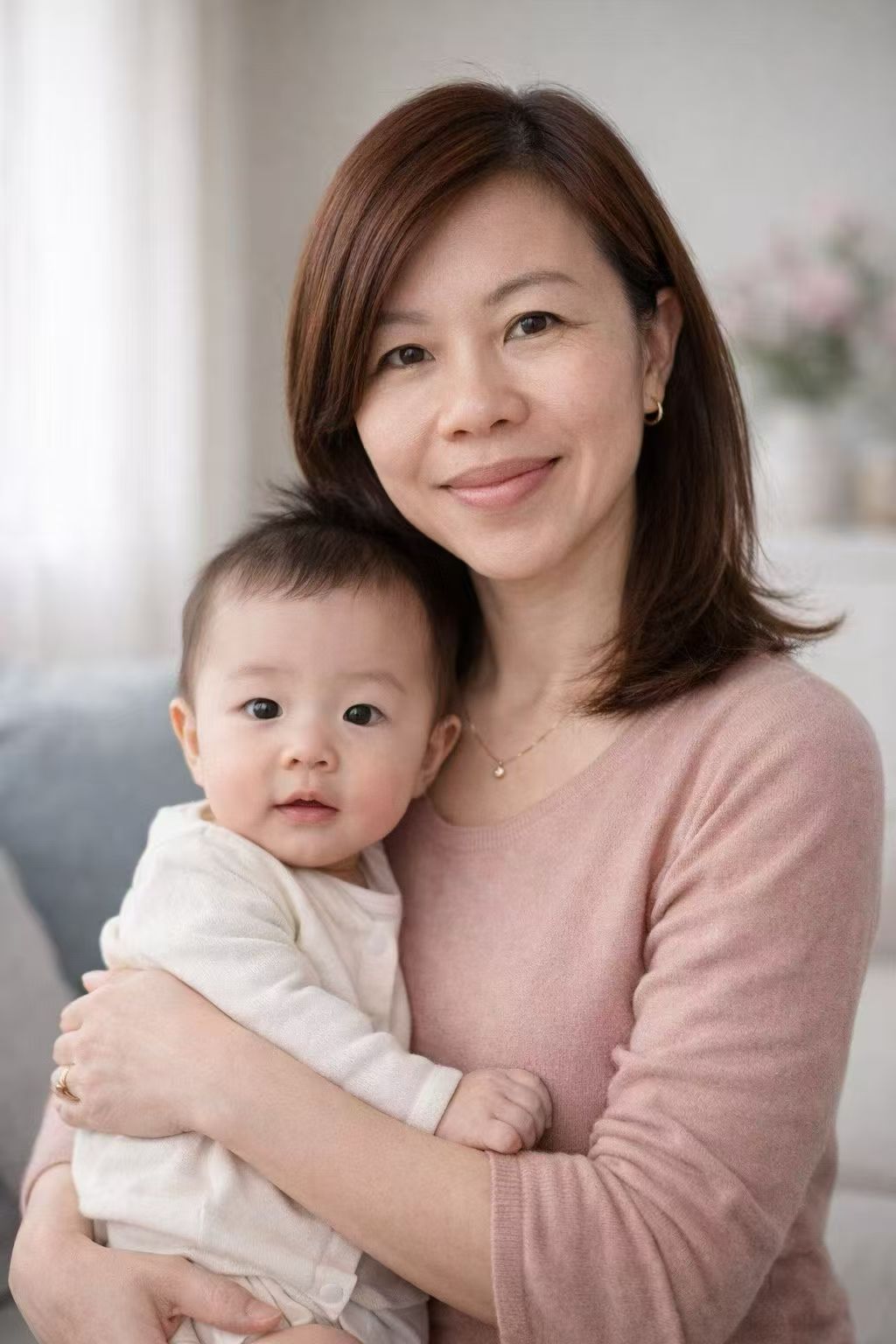 Lisa with her baby during her own postpartum recovery journey