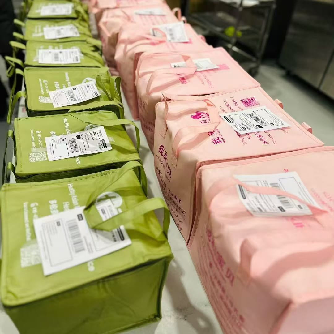 Healthy7 insulated meal delivery bags prepared for customer orders